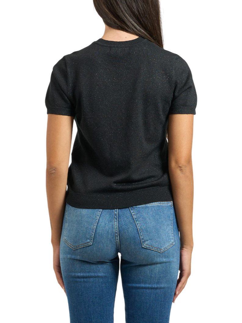 Yes Zee maglia manica corta in lurex nero M101-BL00 0801 YES-ZEE 