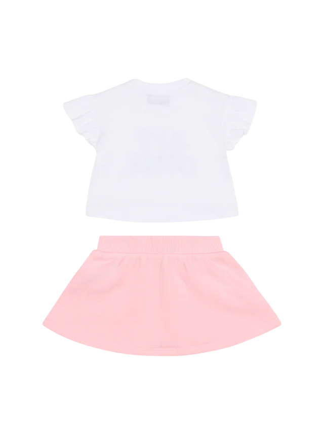 Moschino completo T-shirt e gonna neonata bianco rosa MBG01G-LCA89 85010 MOSCHINO 