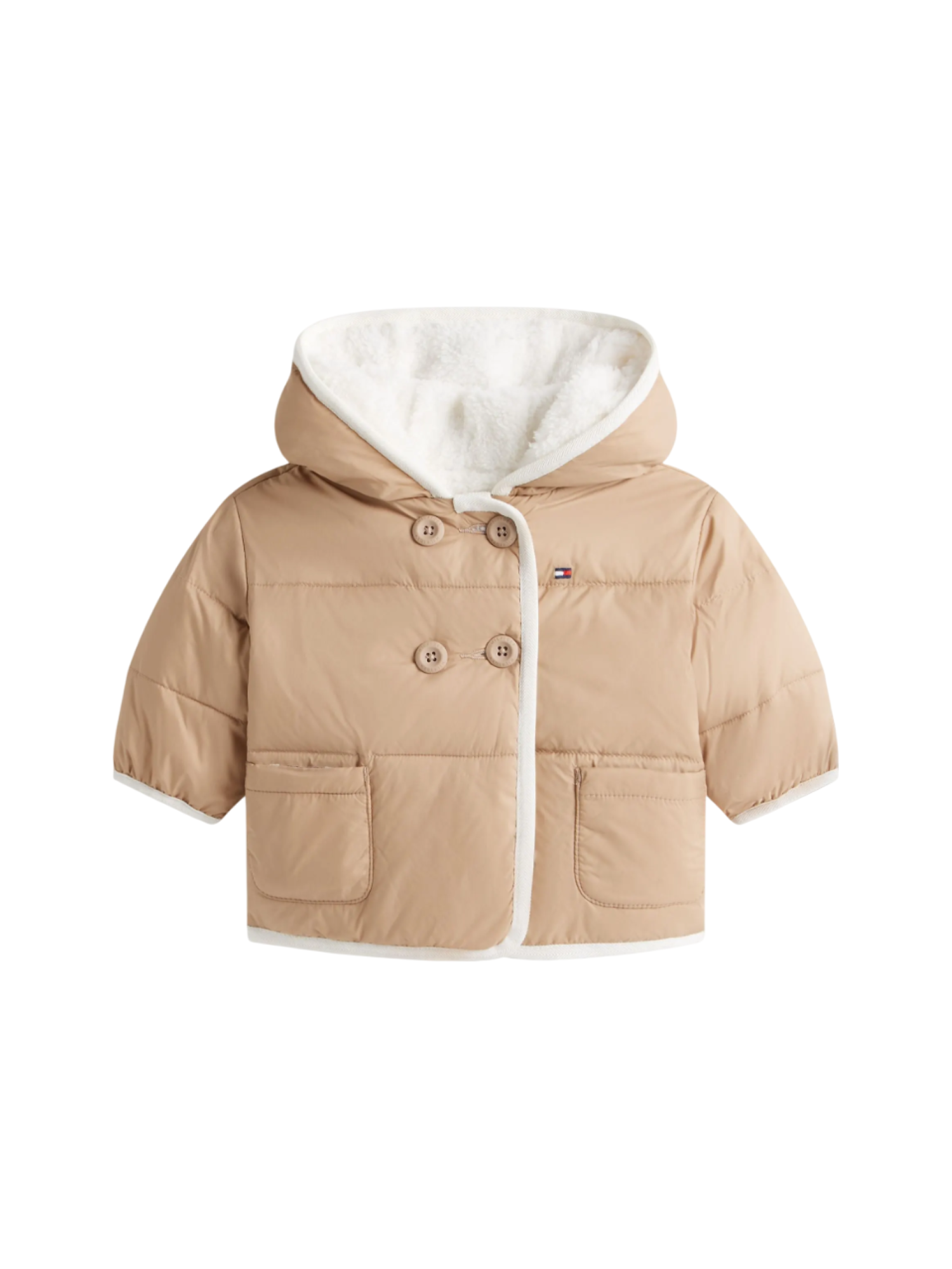 Tommy Hilfiger giubbino reversibile neonata con cappuccio beige bianco KN0KN02064 GUQ Tommy Hilfiger 