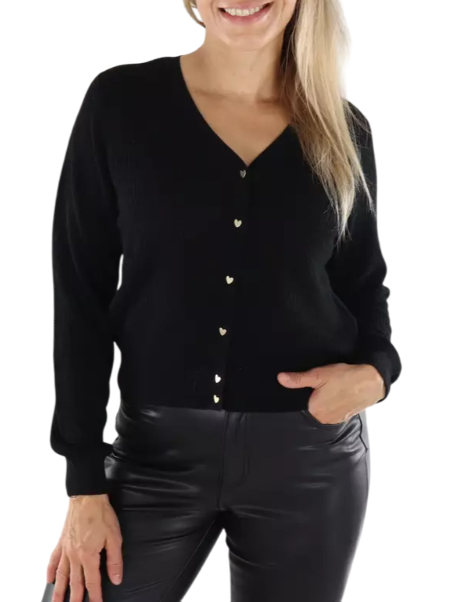 Vero Moda cardigan in maglia a costine nero 10332048 BLACK VERO MODA 