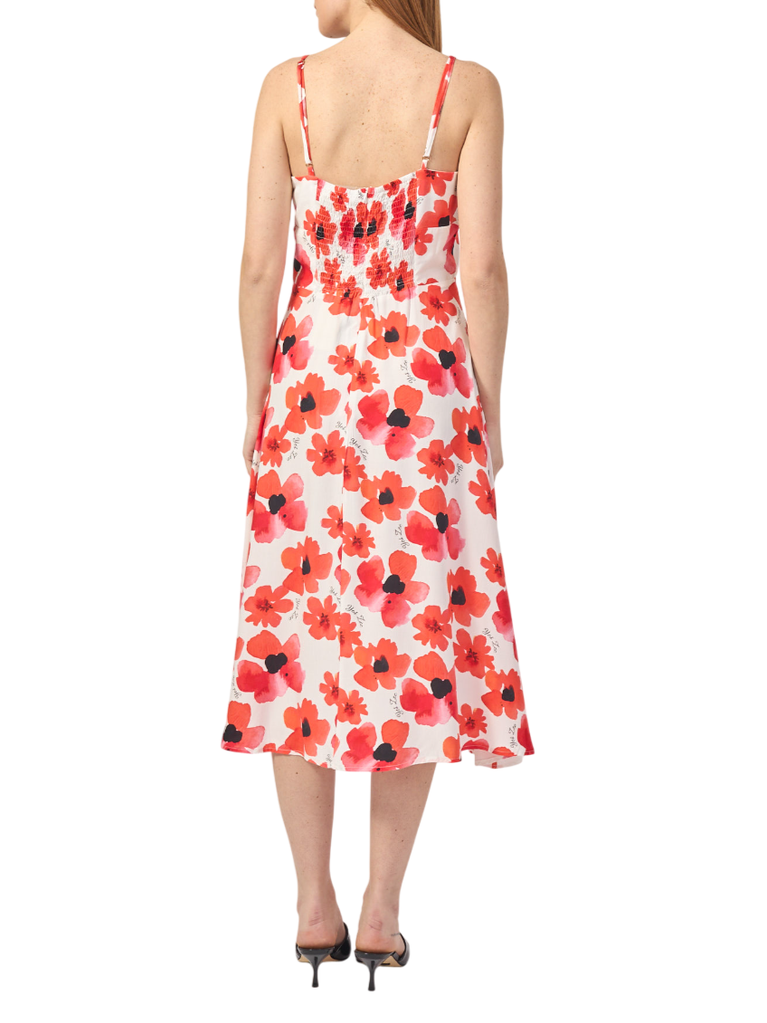 Yes Zee abito midi in fantasia floreale bianco rosso A419-CI00 2505 YES-ZEE 