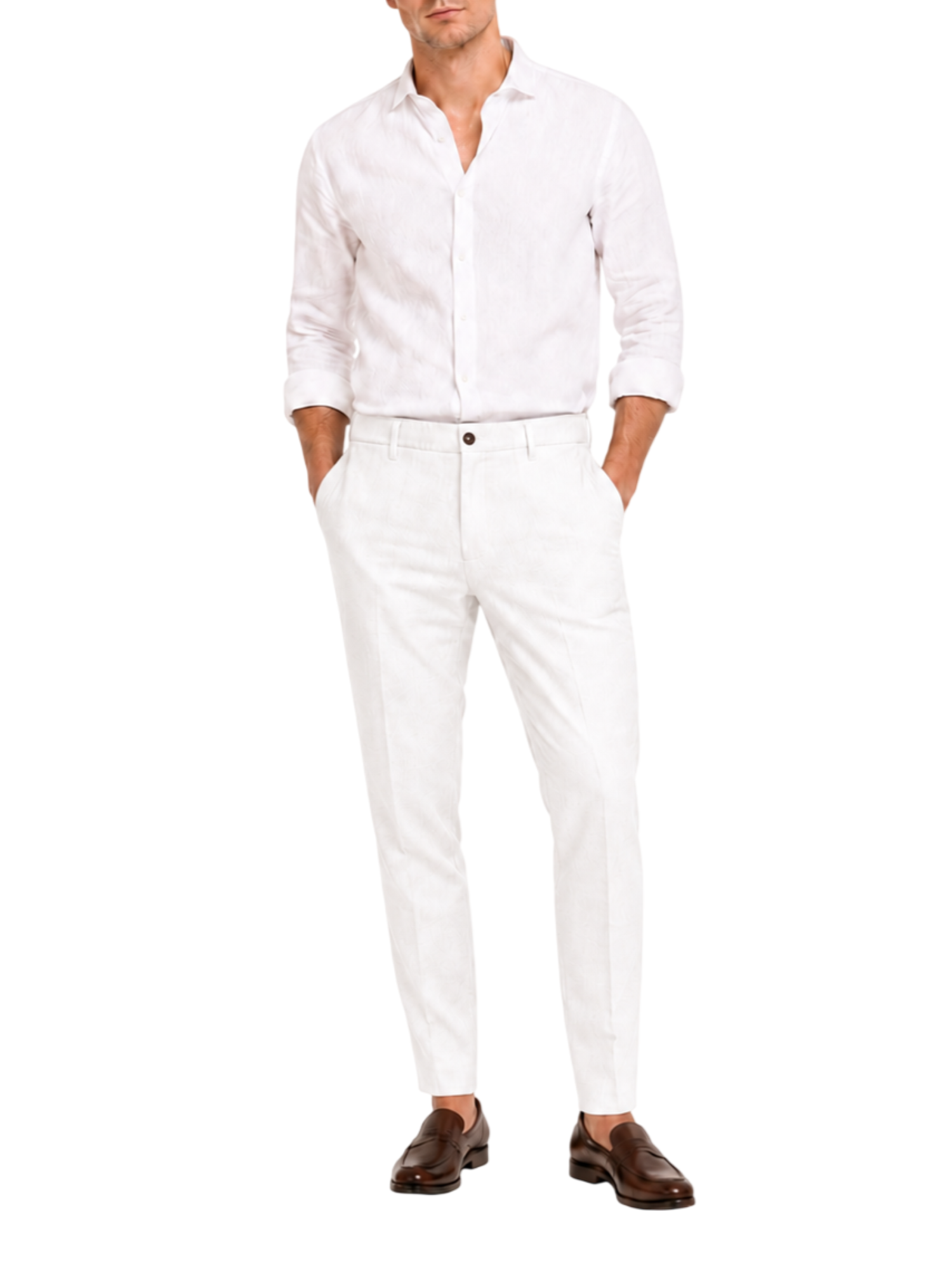 Le Braghe pantaloni uomo in lino slim bianco J381-1631 BIANCO Le Braghe 