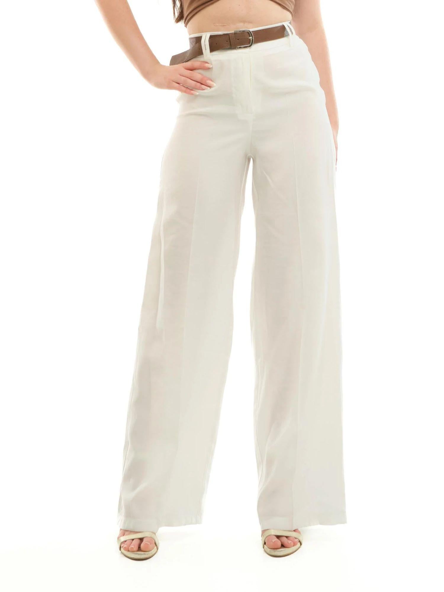 Haveone pantaloni palazzo a vita alta panna PVI-N403 BIANCO HAVEONE 