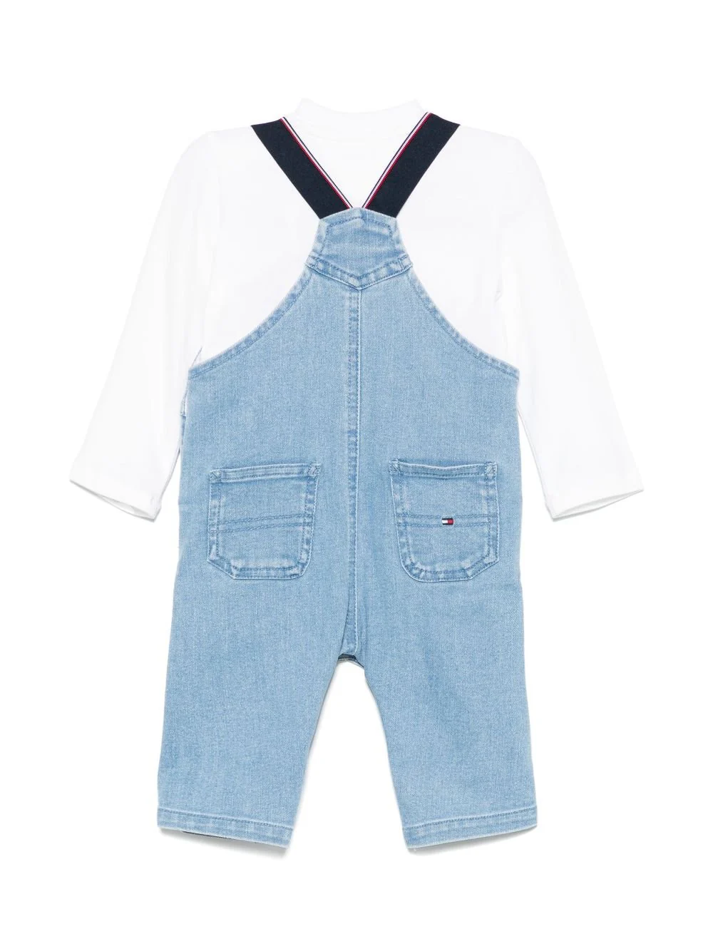 Tommy Hilfiger salopette in denim con T-shirt blu bianco KN0KN01981 1A4 Tommy Hilfiger 