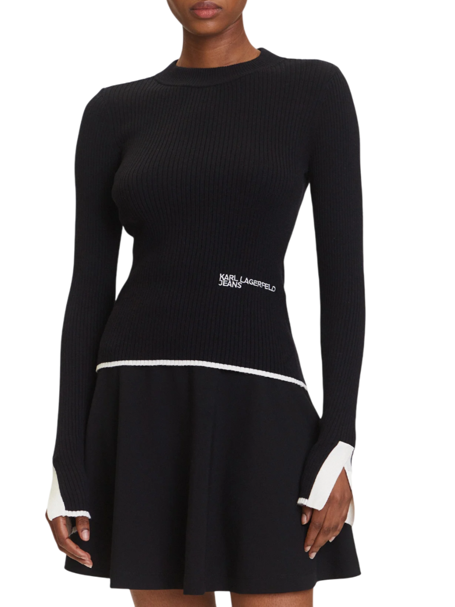 Karl Lagerfeld Jeans maglia a costine con logo nero A3W18006 999 KARL LAGERFELD 