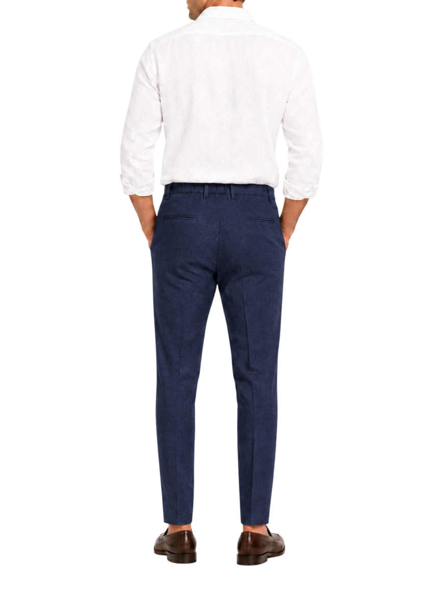 Le Braghe pantaloni uomo in lino slim blu scuro J381-1631 BLU Le Braghe 