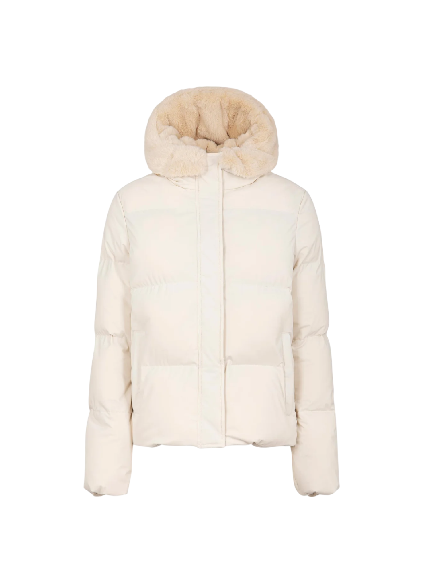 Suns piumino donna Ginan con ecopelliccia panna GBS63035D MILK SUNS 