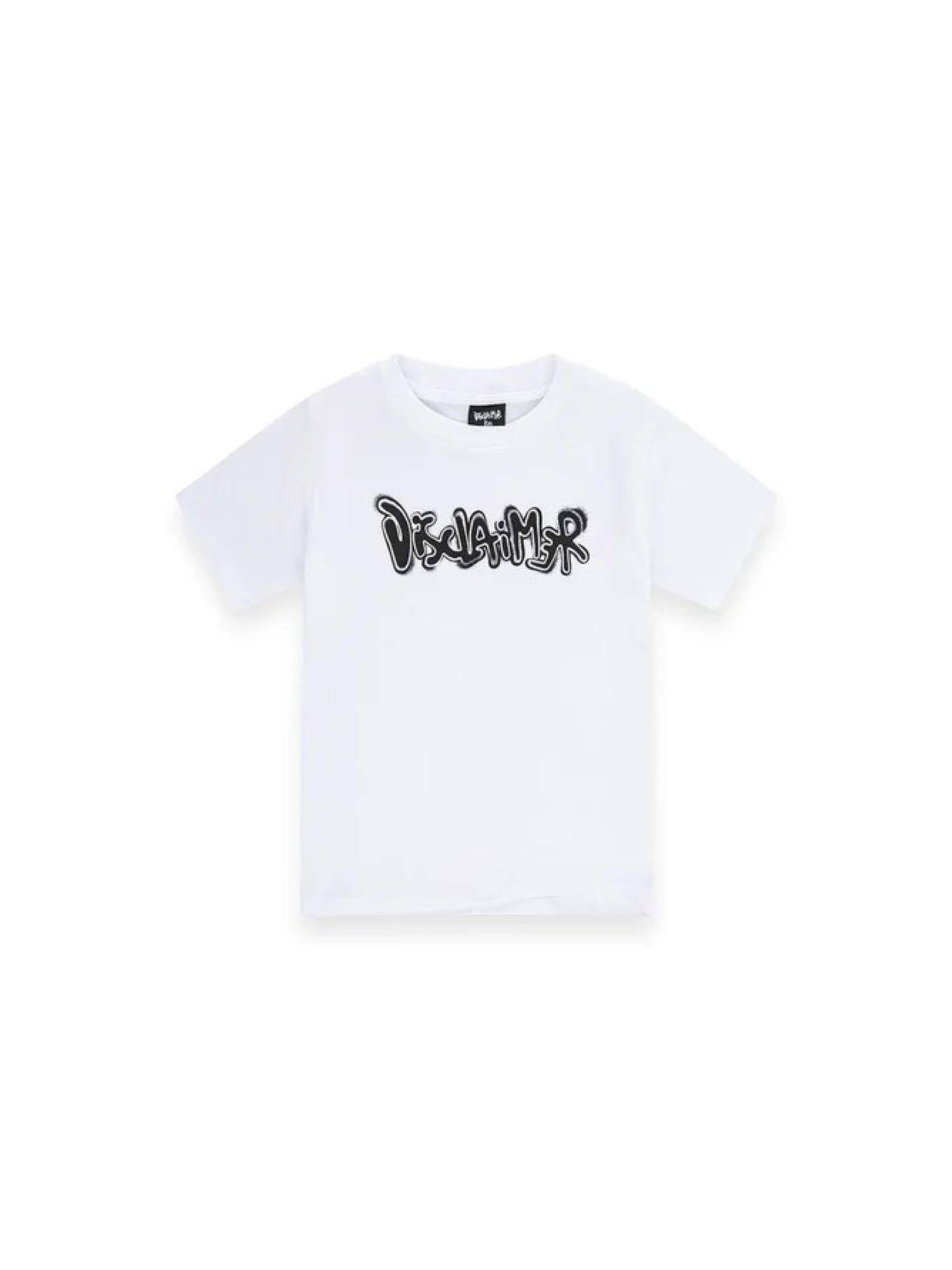 Disclaimer T-shirt bambino in jersey con logo bianco 58802 BIANCO-ST.NERO DISCLAIMER 