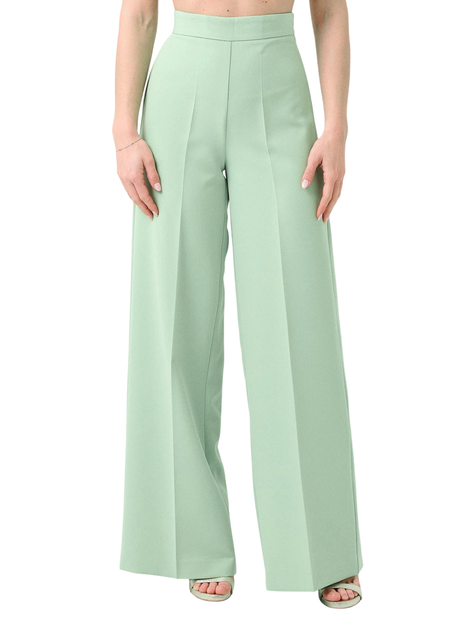 Silence pantaloni palazzo vita alta donna Column verde menta SLPA019KEY DUSTY MINT SILENCE 