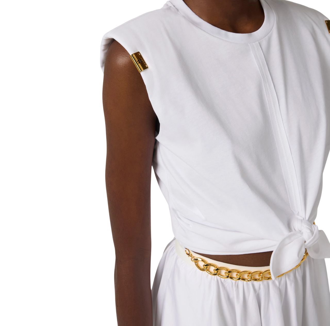 Elisabetta Franchi T-shirt in jersey con nodo bianco MA01161 270 ELISABETTA FRANCHI 