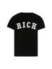 John Richmond T-shirt bambino Mapel con logo nero