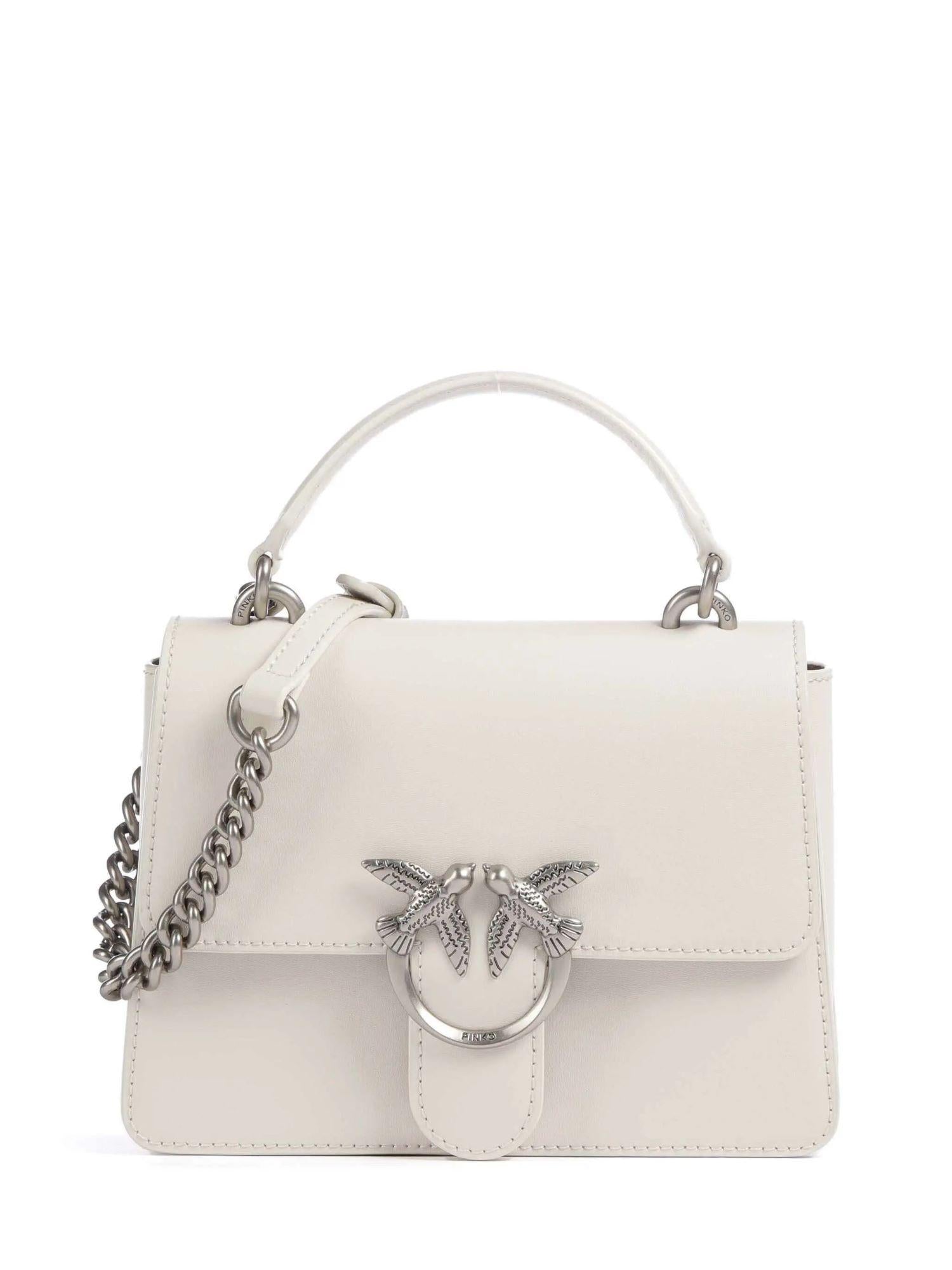 Pinko borsa Love Bag One Top Handle Mini Light bianco argento