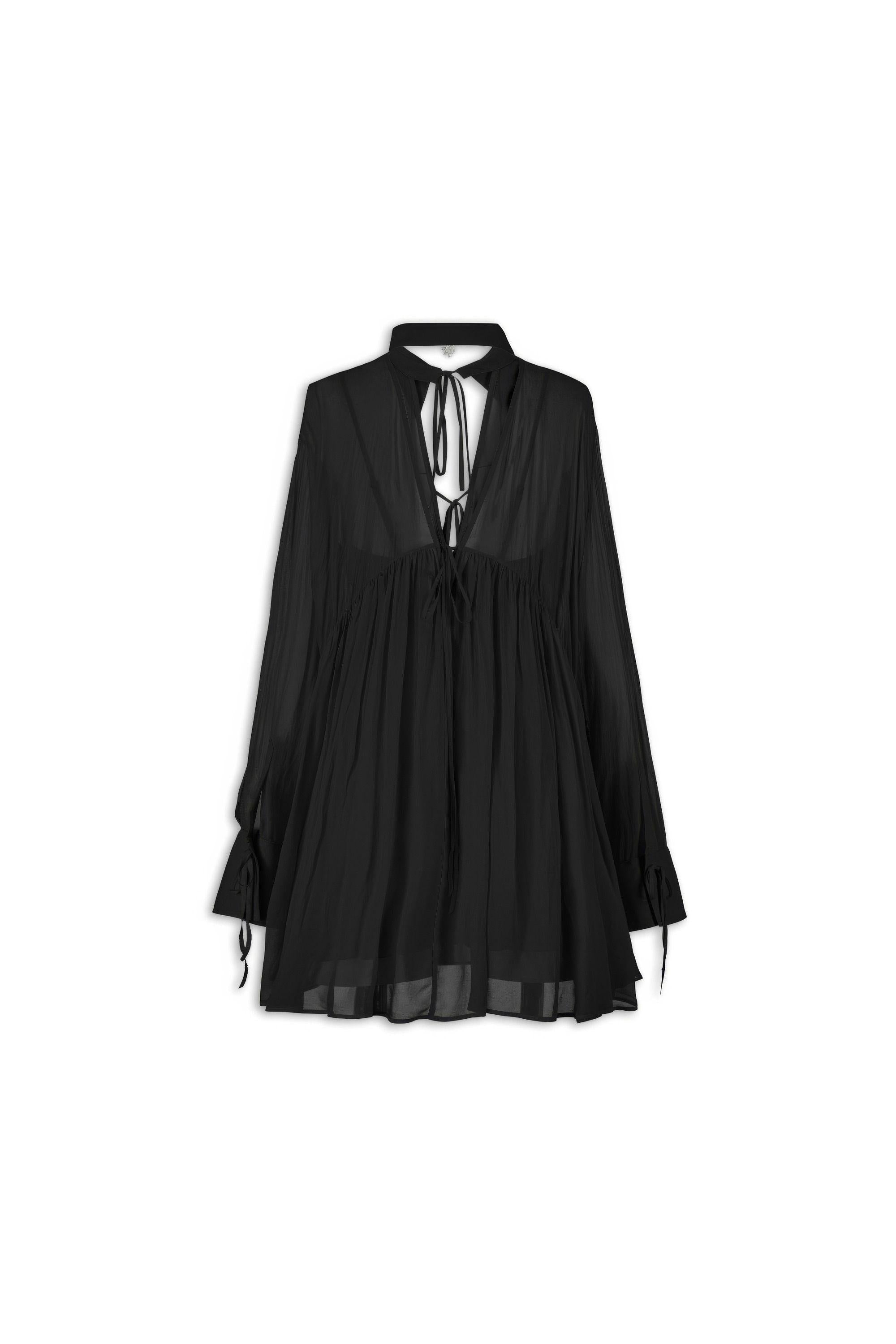 Aniye By abito corto Biba in georgette manica lunga nero 181213 00336 ANIYE BY 