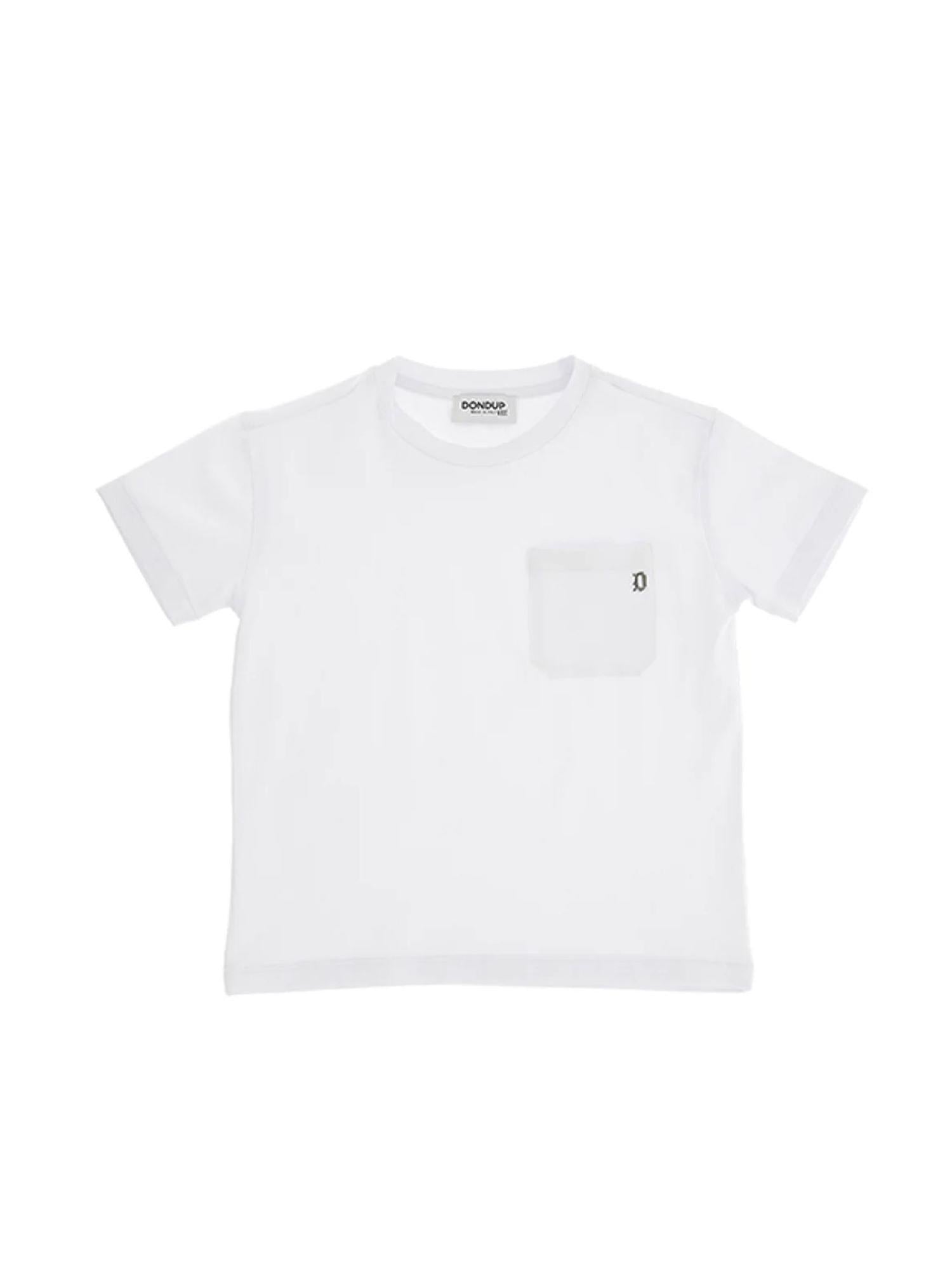 Dondup T-shirt bambino in jersey con taschino bianco DMTS0510JE006 B000 DONDUP 