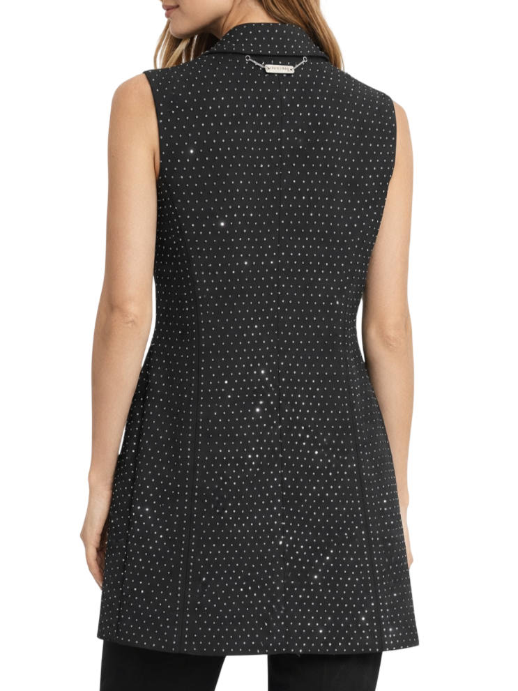 John Richmond giacca smanicata doppiopetto con strass nero UWP26223GC BLACK John RICHMOND 