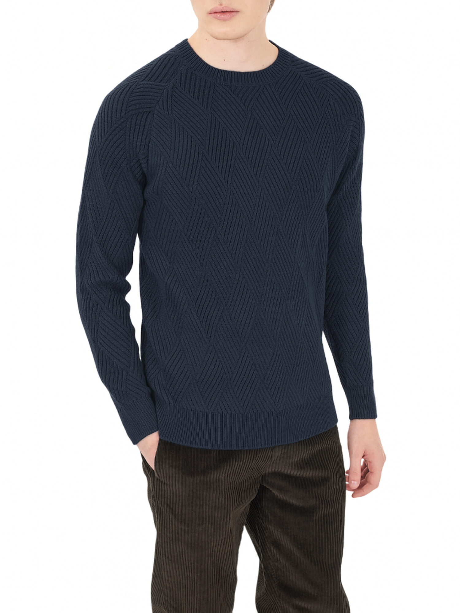 Yes Zee maglia uomo a rombi jacquard blu M817-MQ00 0710 YES-ZEE 