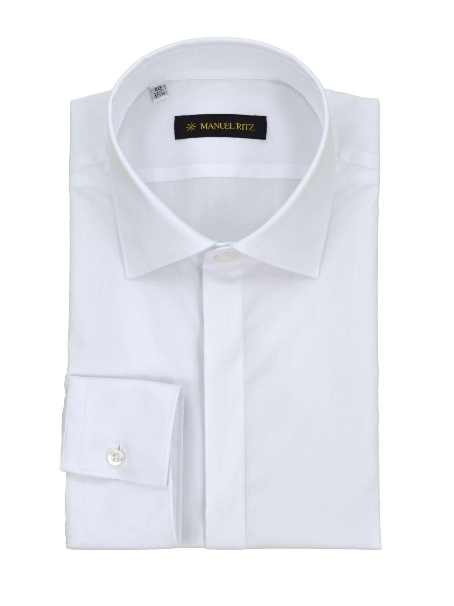 Manuel Ritz camicia manica lunga con collo francese bianco 3630E651-243179 02 MANUEL RITZ 