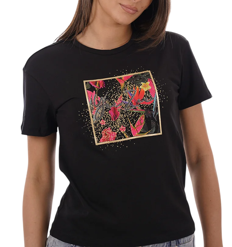 Yes Zee T-shirt manica corta con stampa multicolor nero T269-S100 2801 YES-ZEE 