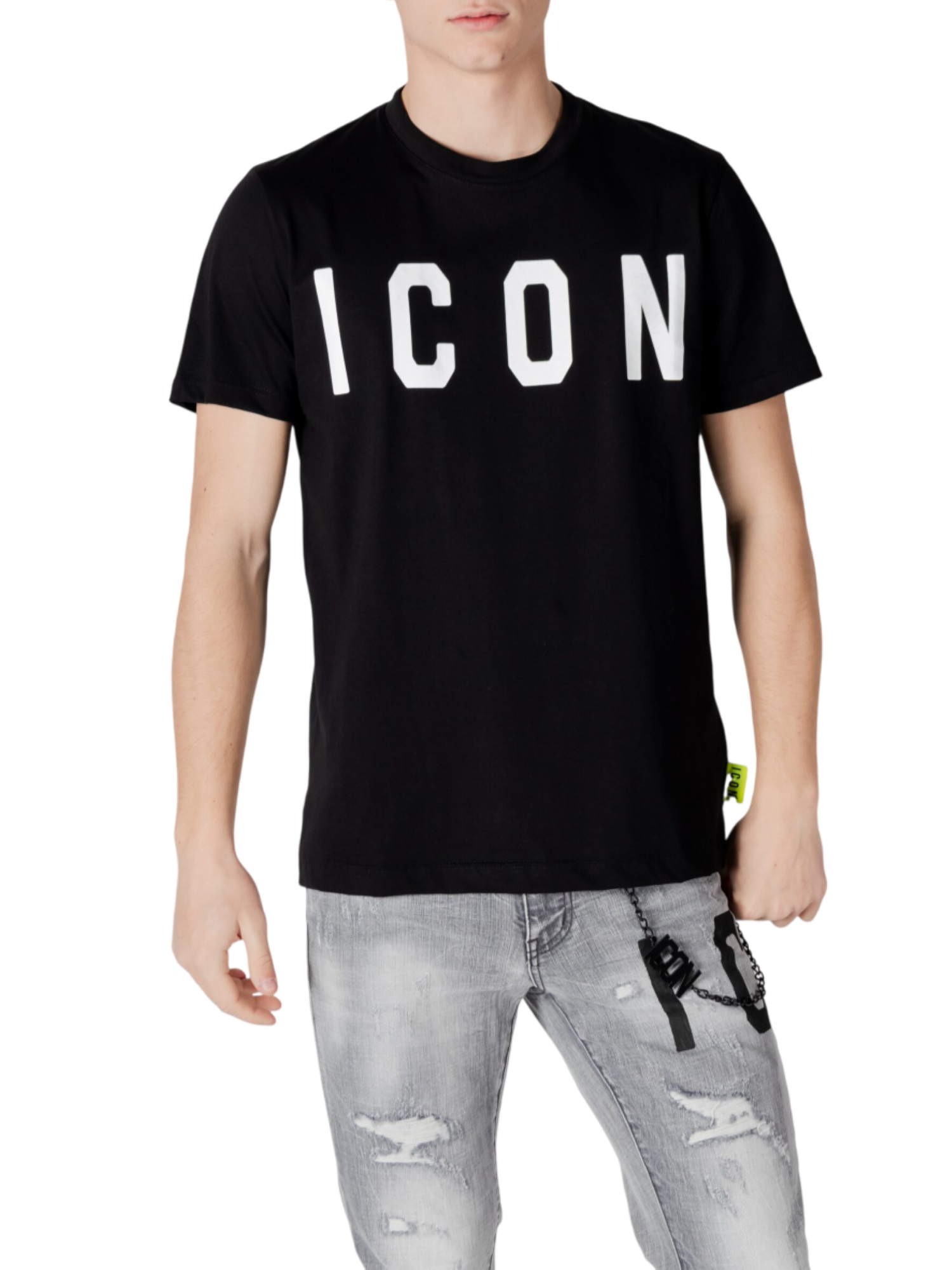 Icon T-shirt maniche corte con maxi logo nero bianco ICUS2S5T021 NERO ICON 
