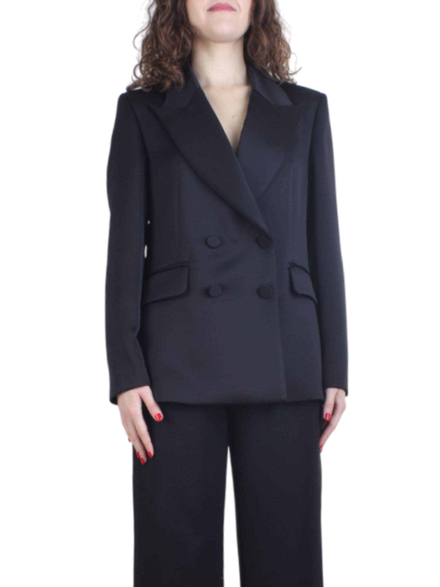 Simona Corsellini giacca doppiopetto satin nero A24CEGI006 0003 SIMONA CORSELLINI 