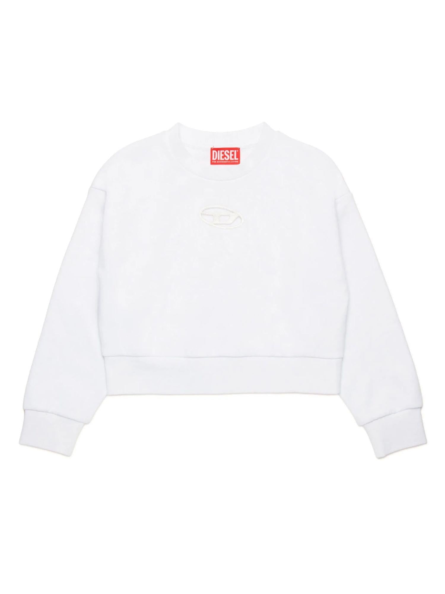 Diesel felpa crop Straslium con logo cut out bianco J01826-KYAX3 K100 DIESEL 