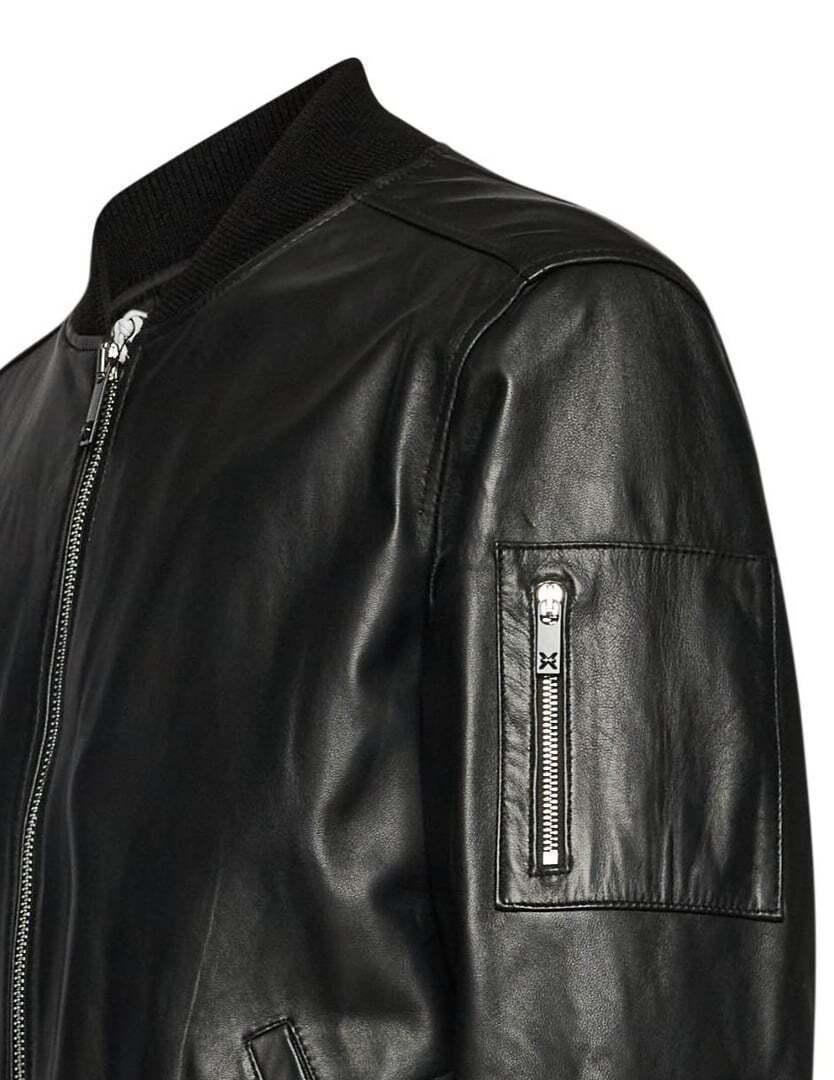 John Richmond giubbino bomber uomo in pelle nero UMA25452GB BLACK John RICHMOND 