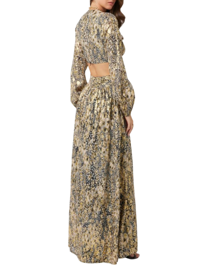Marciano Guess abito lungo Leopard con cut out nero oro 4BGK79-7219A P1JG Marciano GUESS 