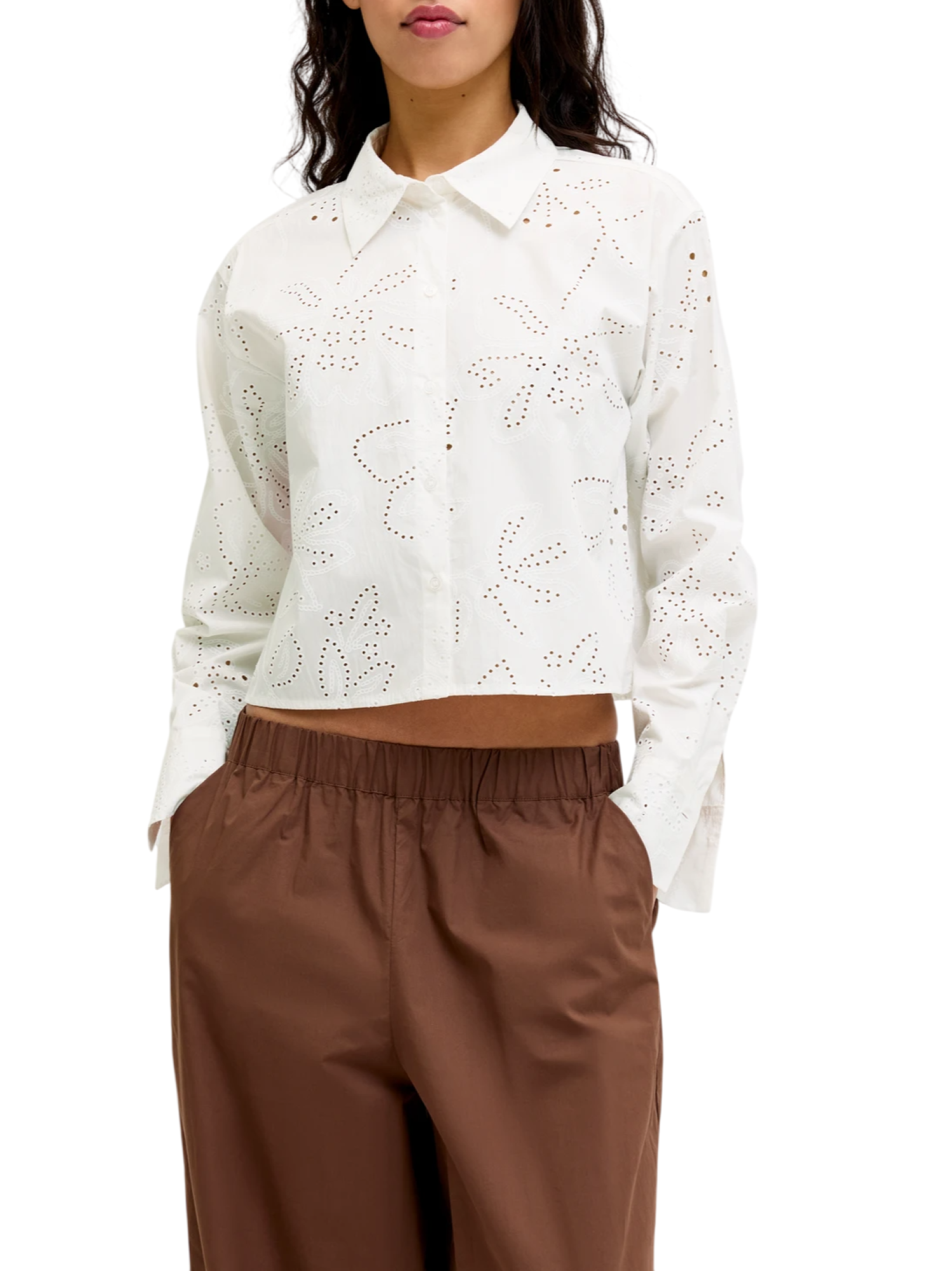 Jjxx camicia donna in pizzo Sangallo manica lunga panna 12296290 BLANC DE BLANC JJXX 