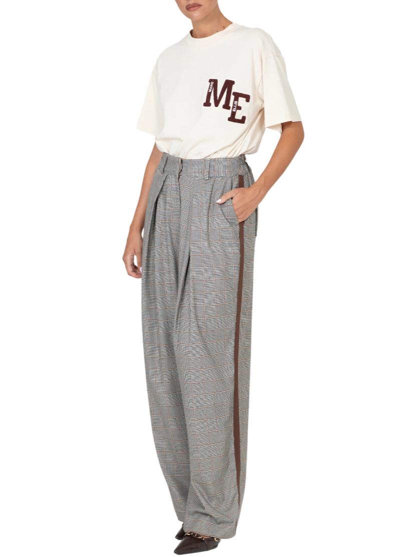 Marc Ellis pantaloni gamba larga in fantasia check beige marrone MCLP0101 31080 MARC ELLIS 