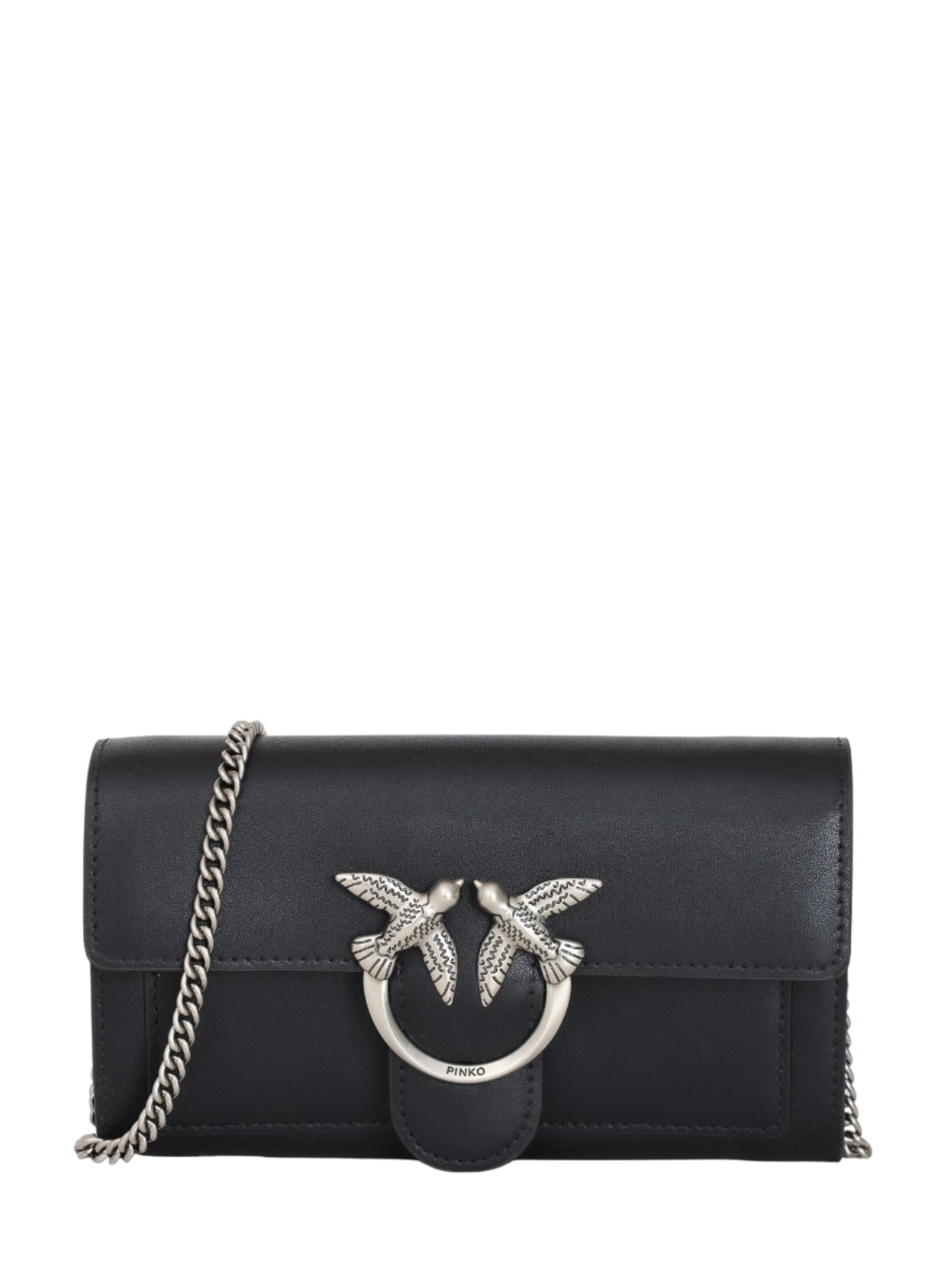 Pinko pochette Love One Wallet in pelle nero argento 100062-A0F1 Z99O PINKO 