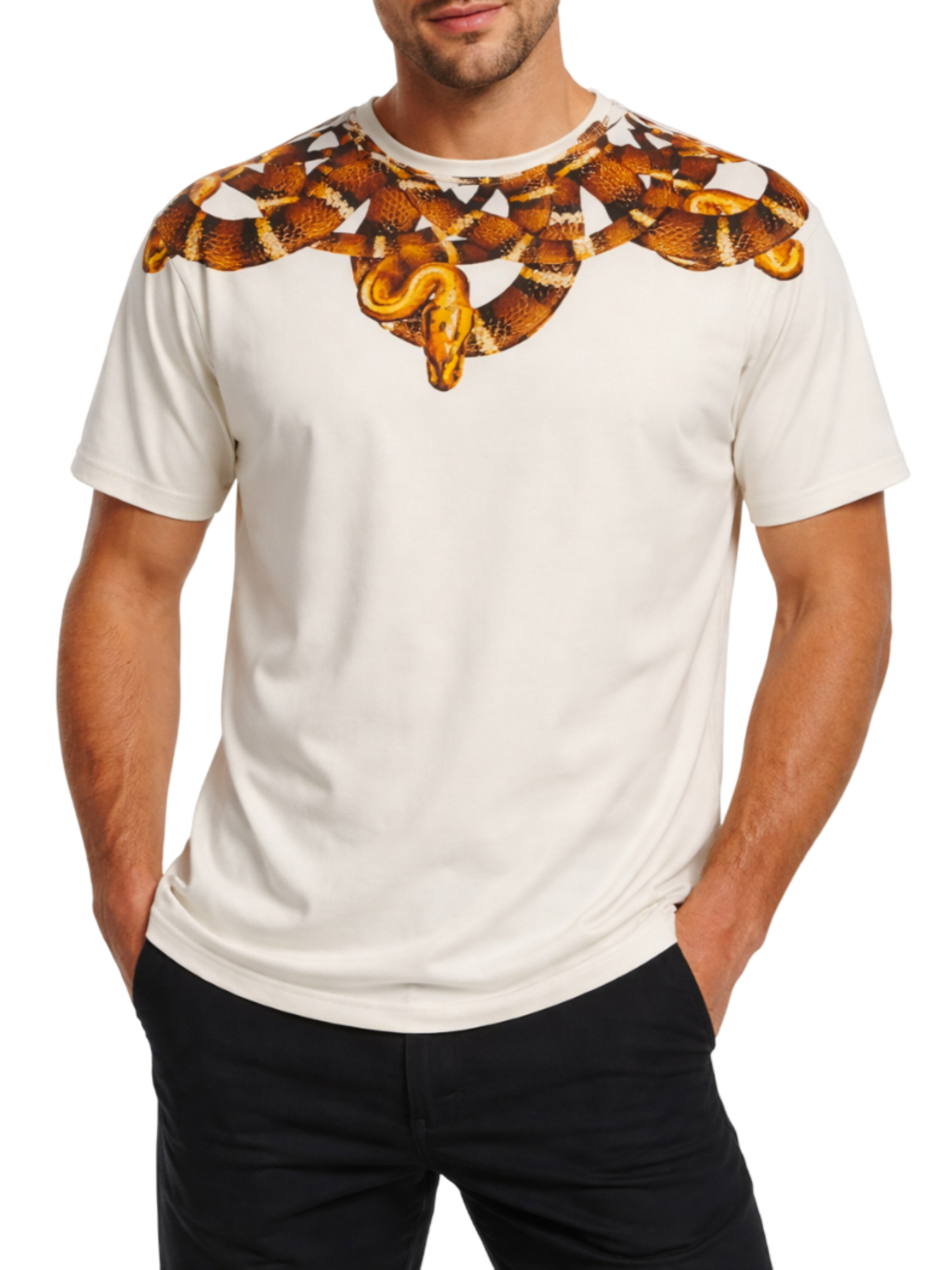 County of Milan T-shirt uomo stampa snake panna CMMATH060 412 COUNTY OF MILAN 