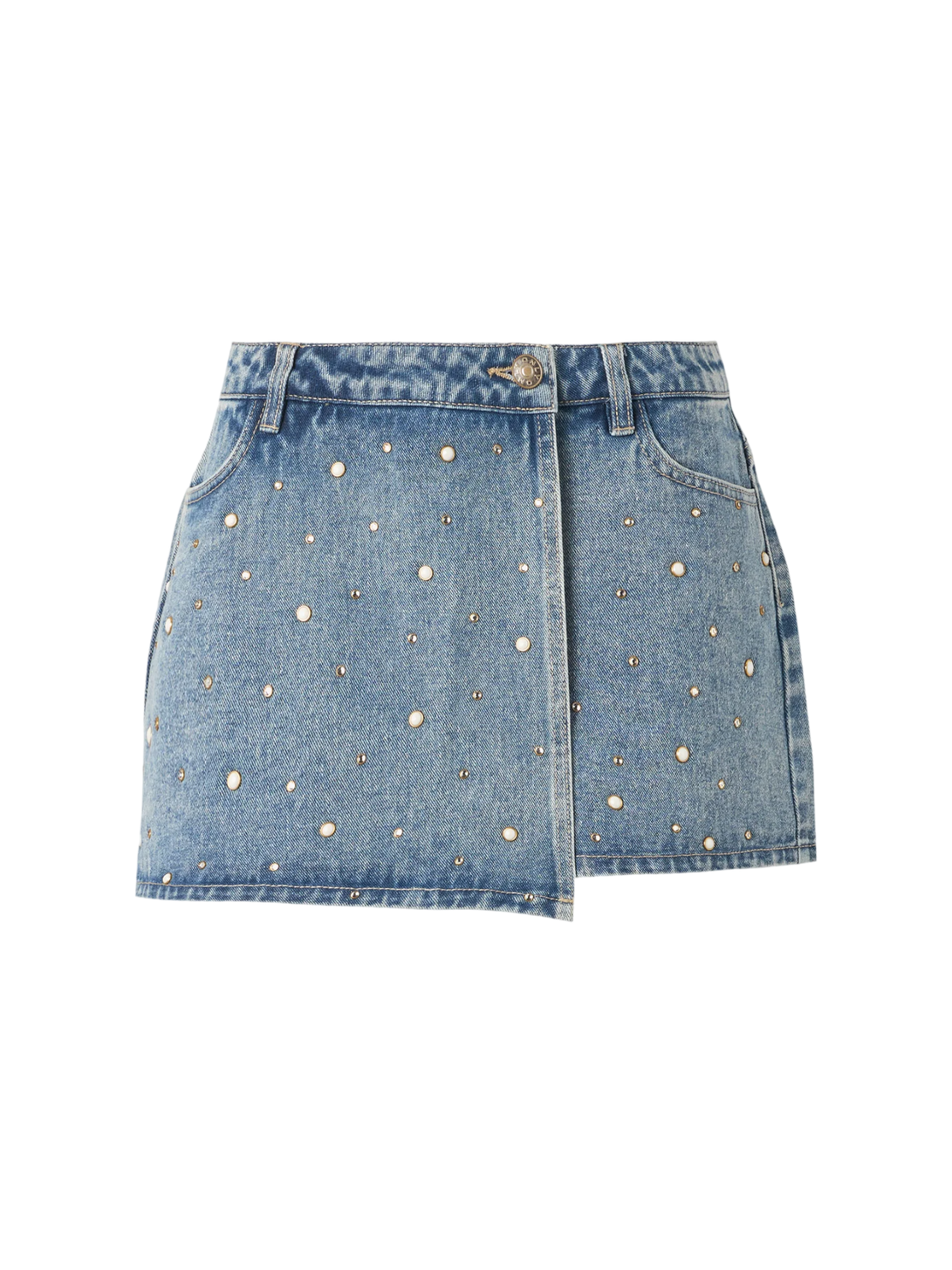 Only gonna pantaloncino Texas con applicazioni gioiello in denim medio 15371189 LIGHT MEDIUM BLUE DENIM ONLY 