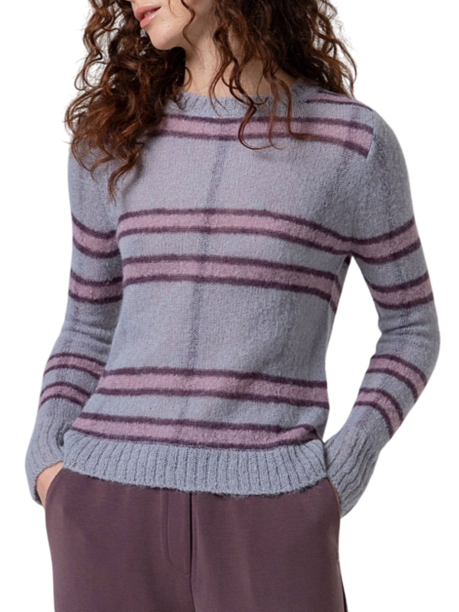 Surkana maglia misto lana a righe grigio rosa 565IRDE231 47 SURKANA 
