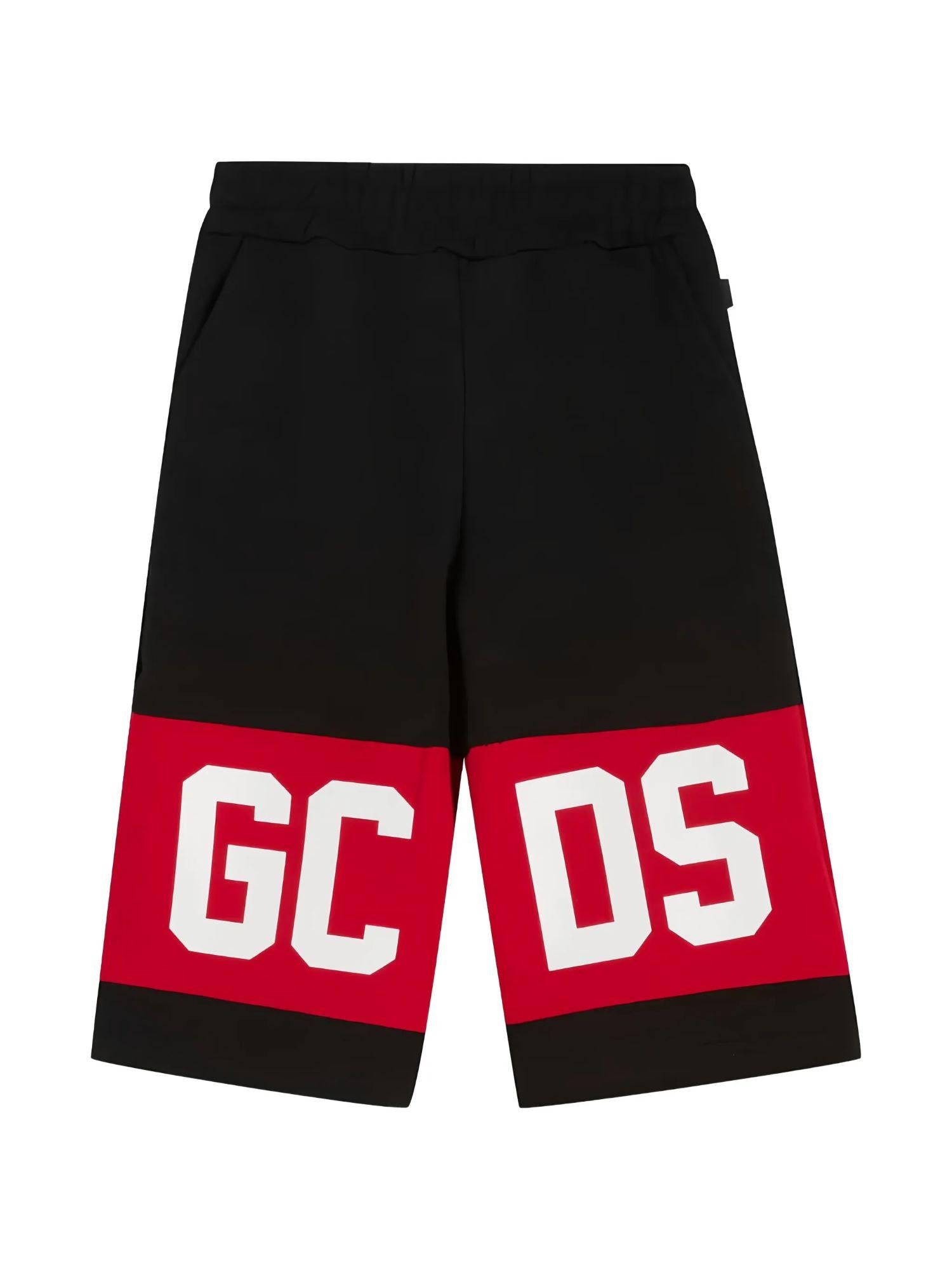 Gcds bermuda unisex con banda iconica nero rosso Z0UJQL589F004 BLACK-RED GCDS 