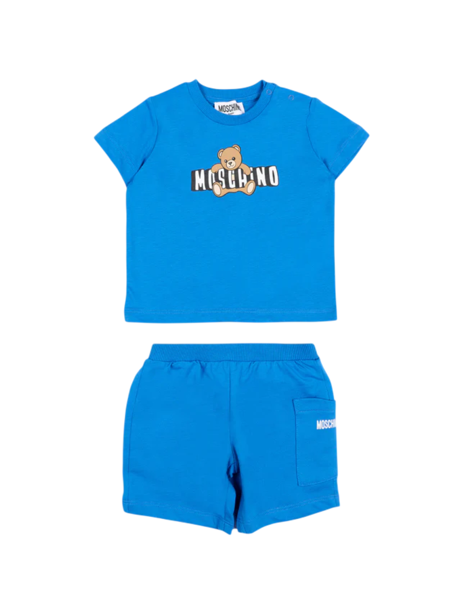 Moschino completo neonato T-shirt e shorts con orsetto bluette MUG01U-LCA19 40630 MOSCHINO 