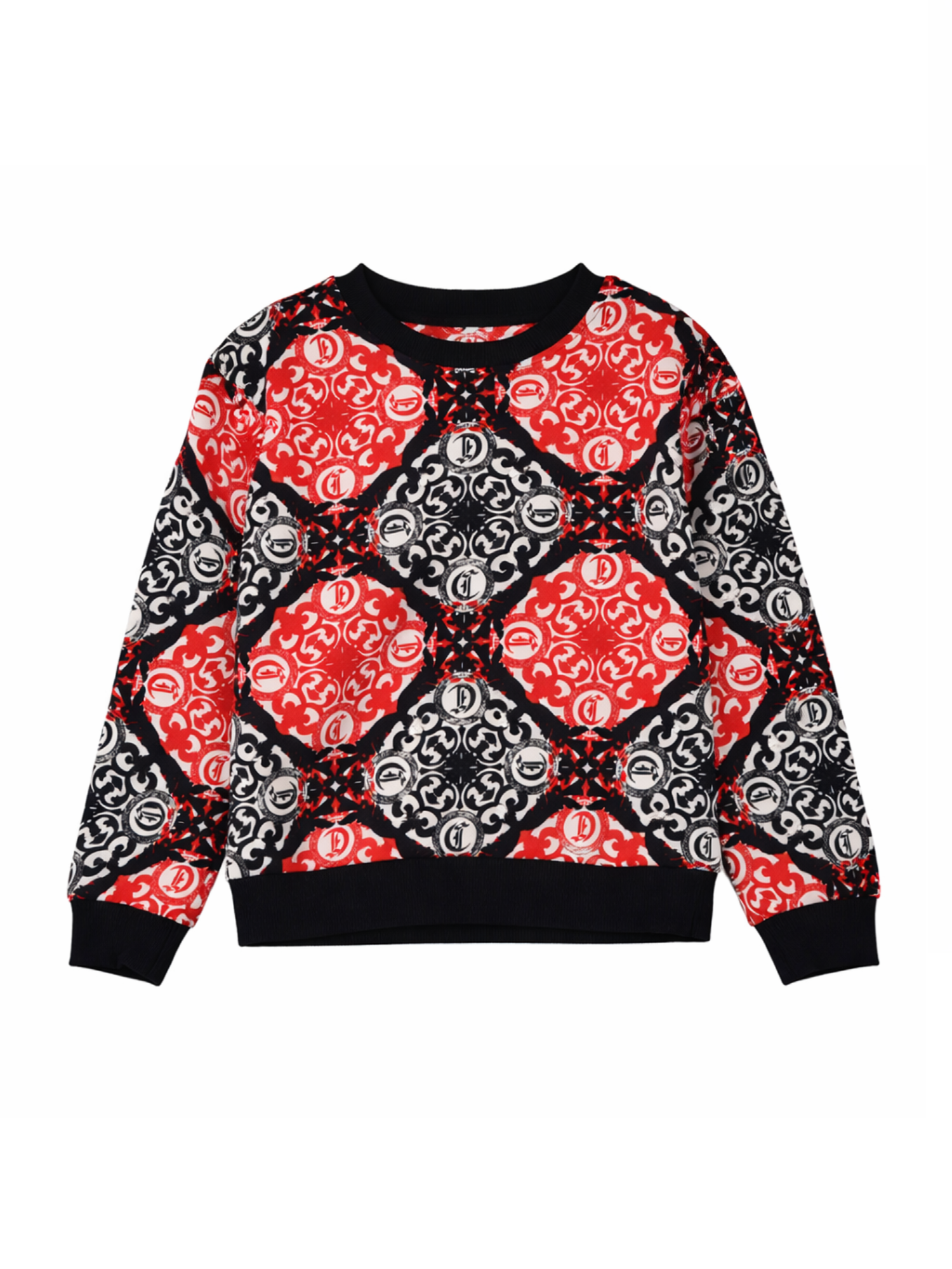 Just Cavalli felpa neonato Chilla in fantasia logata rosso nero JIP26053FE ARALDICO MONOGRAM JUST CAVALLI 