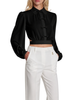 Relish camicia crop con fiocchetti Janette nero