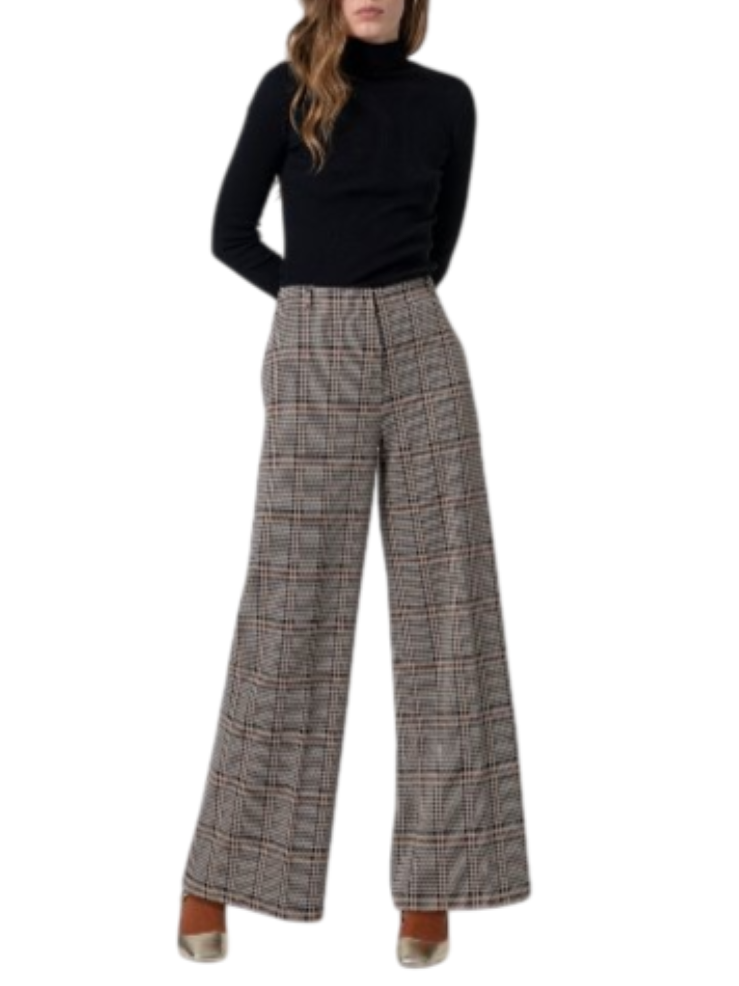 Surkana pantaloni in fantasia Pied de poule gamba larga multicolor 555OMUR512 00 SURKANA 