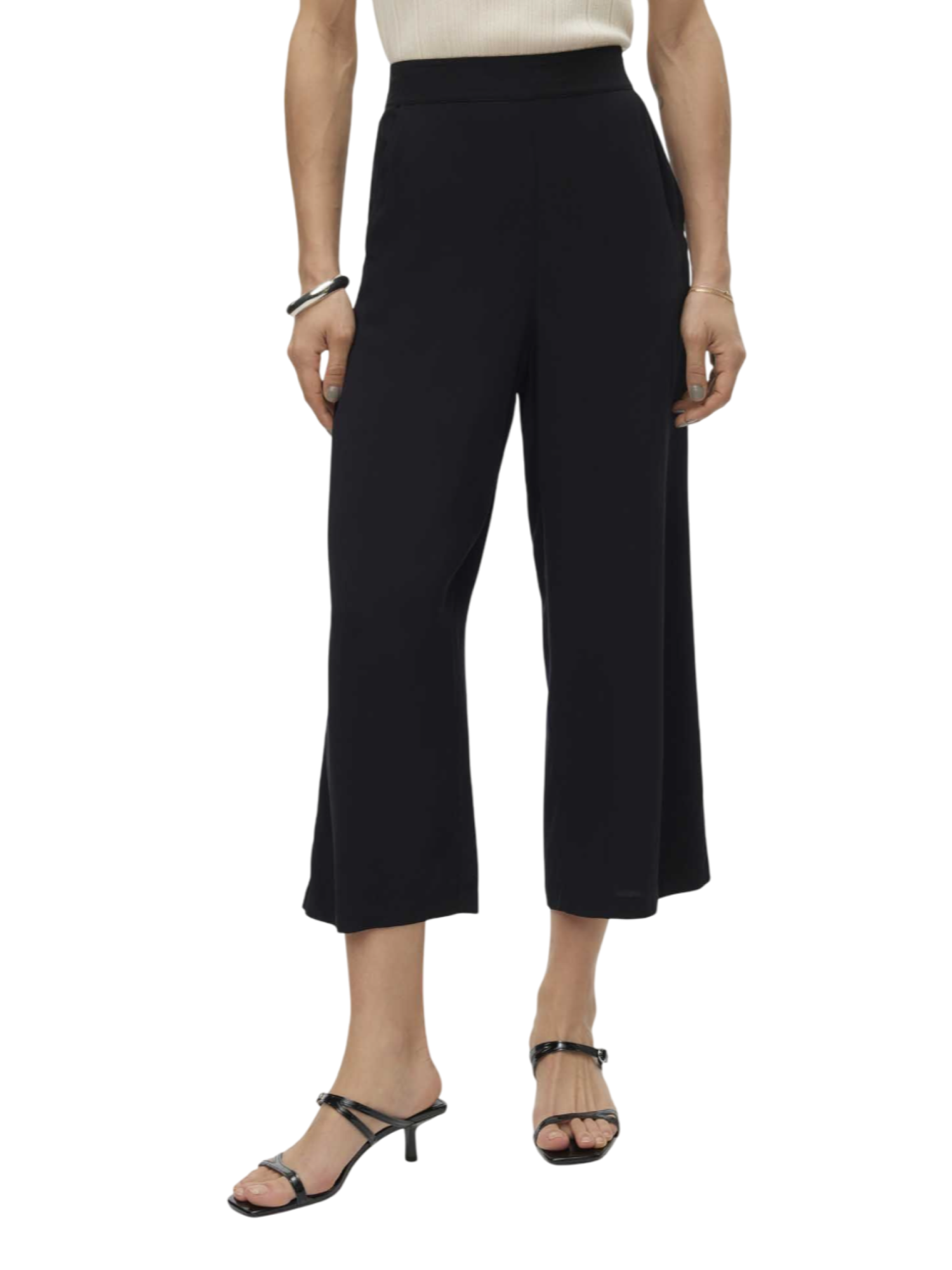 Vero Moda pantaloni crop in viscosa nero 10308013 BLACK VERO MODA 