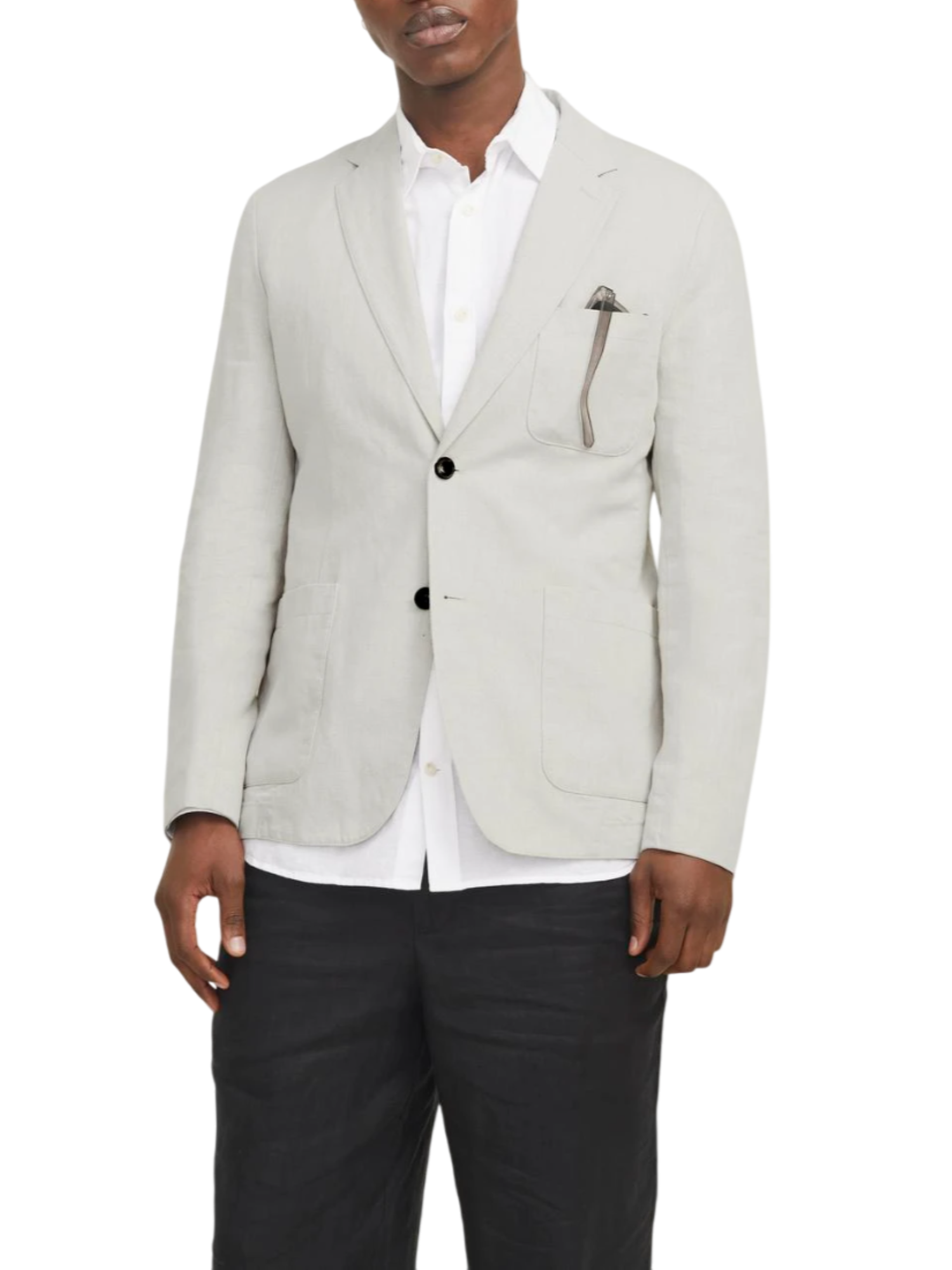 Jack&Jones giacca monopetto misto lino con tasche ecrù 12274256 SILVER LINING JACK&JONES 