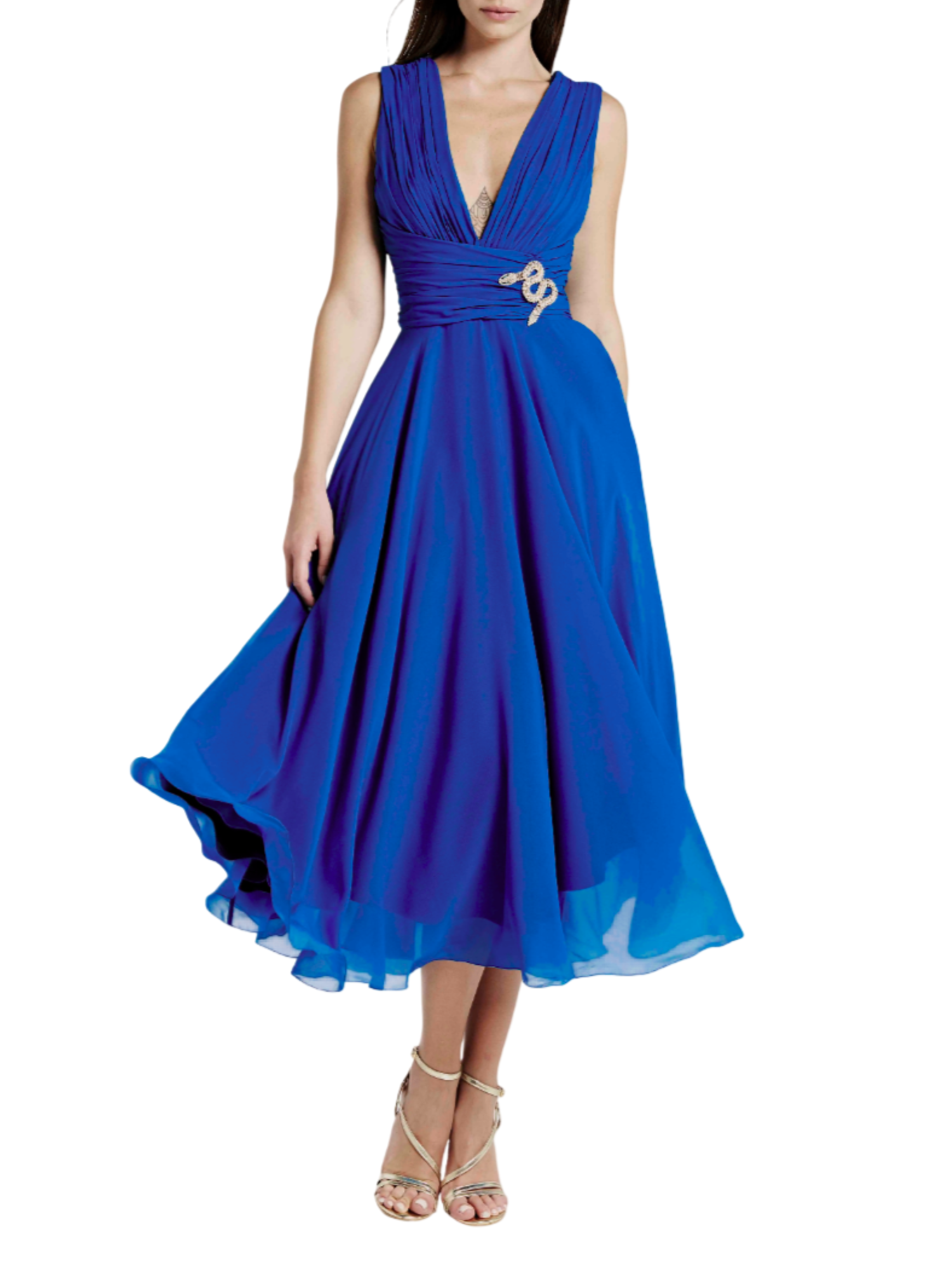 Atelier Legora abito da cerimonia midi blu royal AT101 ROYAL A.LEGORA 