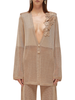 Blugirl cardigan crochet donna in viscosa con applicazioni floreali beige