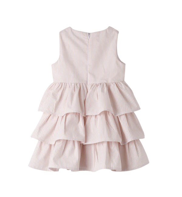 iDo abito con balze in fantasia a righe bianco beige 4B347 0941 iDO 