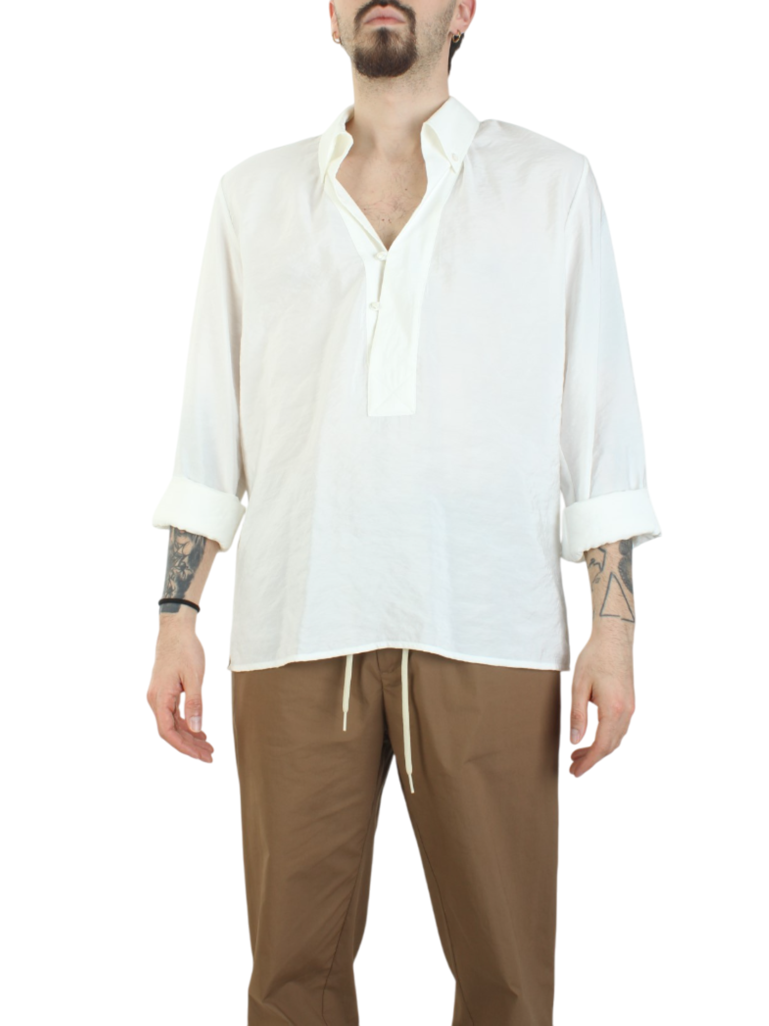 Alta Tensione camicia manica lunga Pesca color bianco latte 3283-PESCA LATTE ALTA TENSIONE 