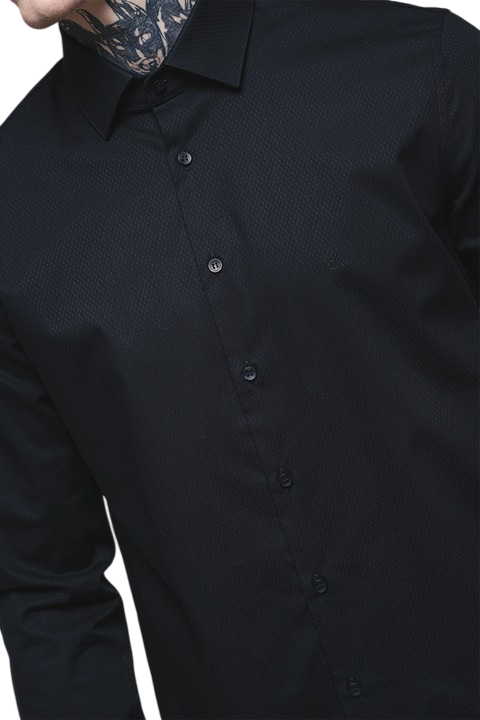 Calvin Klein camicia manica lunga slim fit nero K10K114357 BEH Calvin Klein 