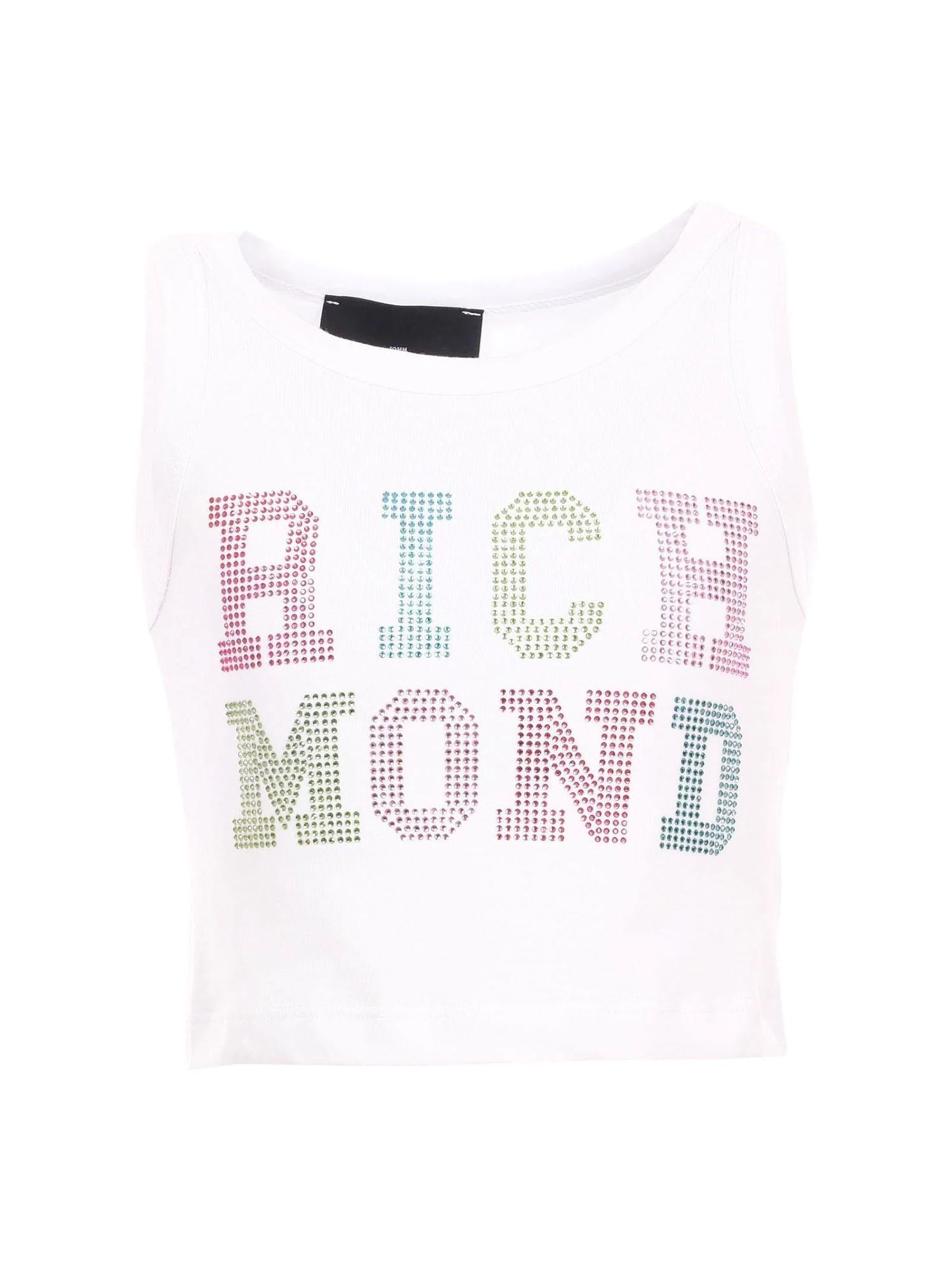 John Richmond canotta crop Sestaci con logo strass bianco RGP25211CN WHITE John RICHMOND 