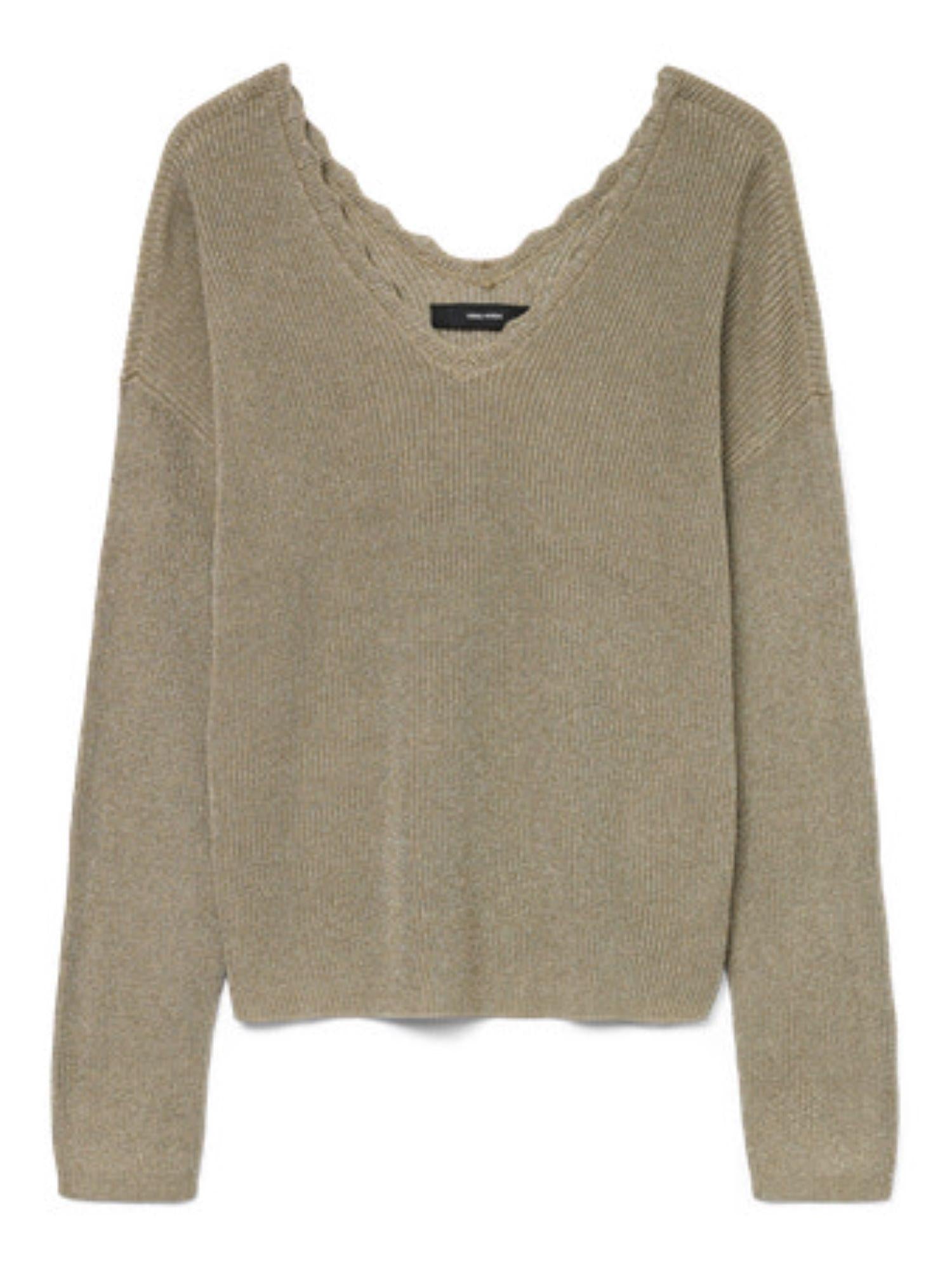 Vero Moda maglia in lurex con scollo a V tortora 10332057 MERMAID-W.SILVER VERO MODA 