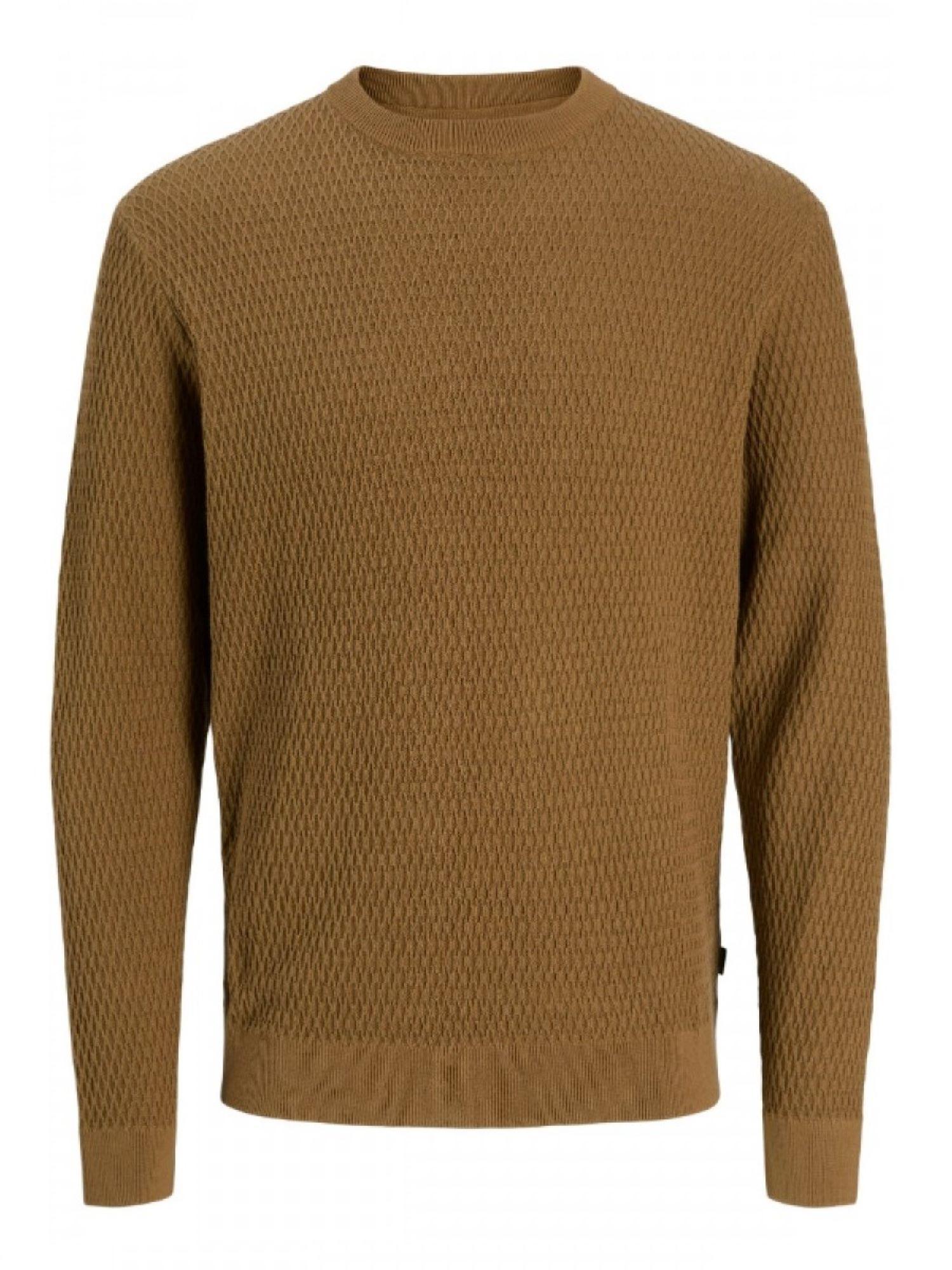 Jack&Jones maglia uomo girocollo trama rombi color nocciola 12283381 ERMINE JACK&JONES 