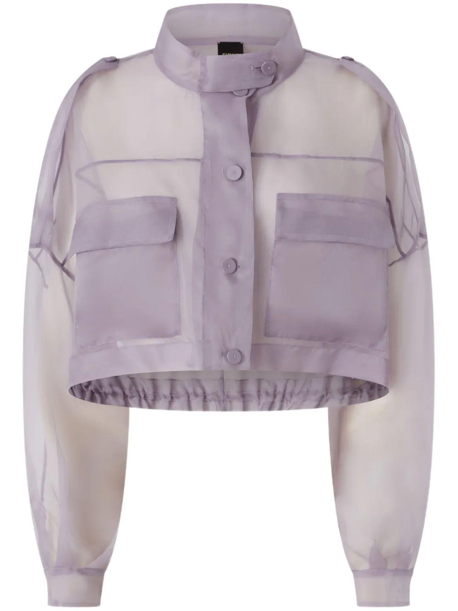 Pinko giacca crop Lanario in organza di seta viola chiaro