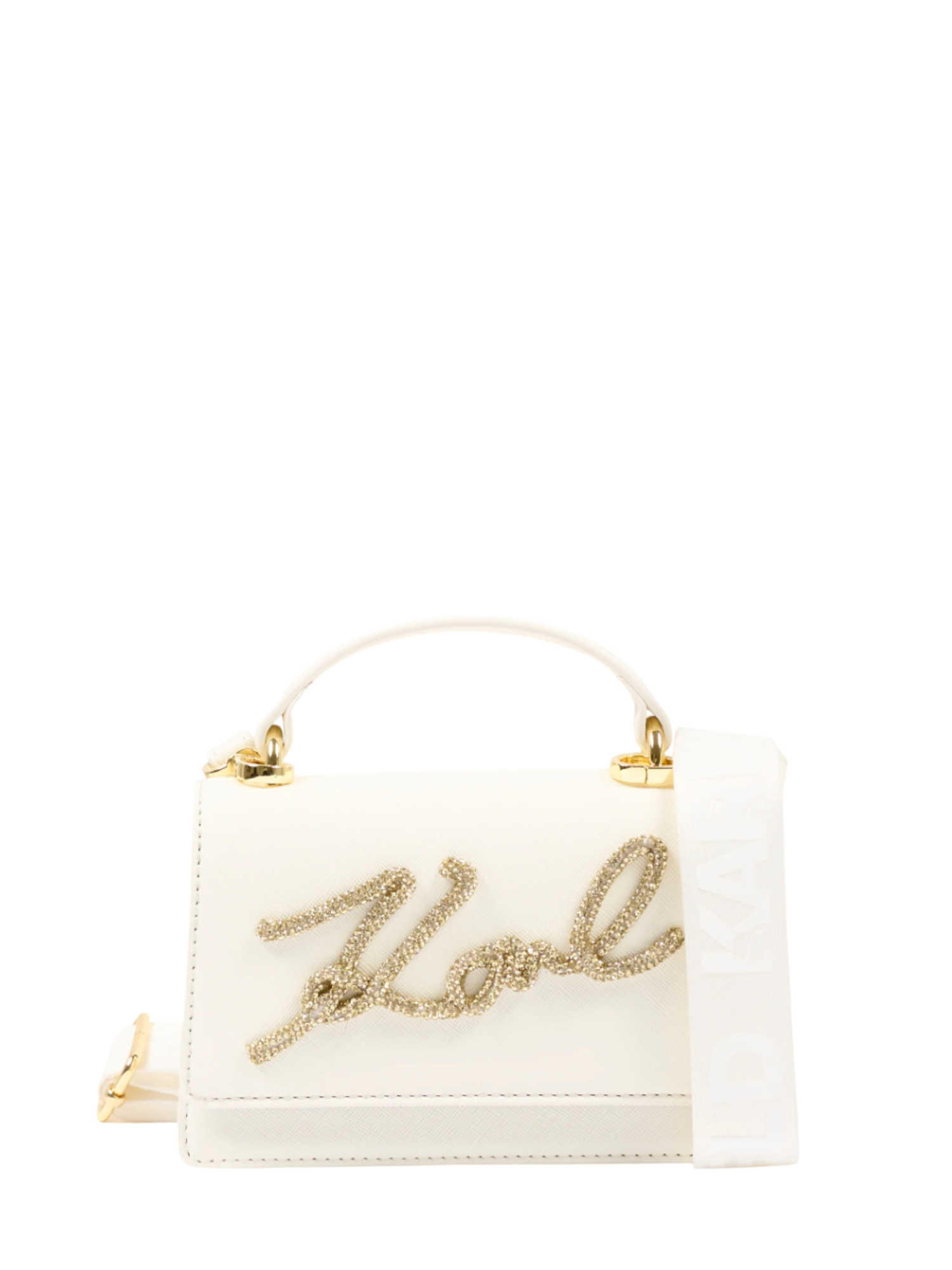Karl Lagerfeld borsa in ecopelle saffiano con logo gioiello panna Z31212 ECRU KARL LAGERFELD KIDS 